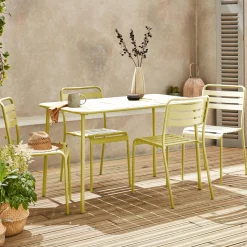 Conjunto de jardim com mesa bistrô de 120cm em aço com 4 cadeiras