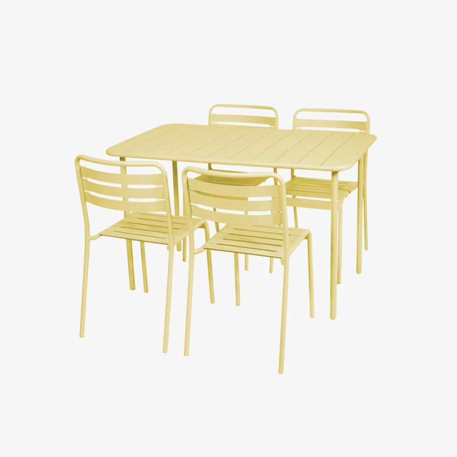 Conjunto de jardim com mesa bistrô de 120cm em aço com 4 cadeiras