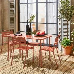 Conjunto de jardim com mesa bistrô de 120cm em aço com 4 cadeiras