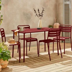 Conjunto de jardim com mesa bistrô de 120cm em aço com 4 cadeiras