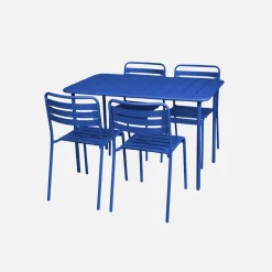 Conjunto de jardim com mesa bistrô de 120cm em aço com 4 cadeiras