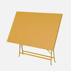 Conjunto de jardim com mesa bistrô dobrável de 110cm em aço com 4 cadeiras