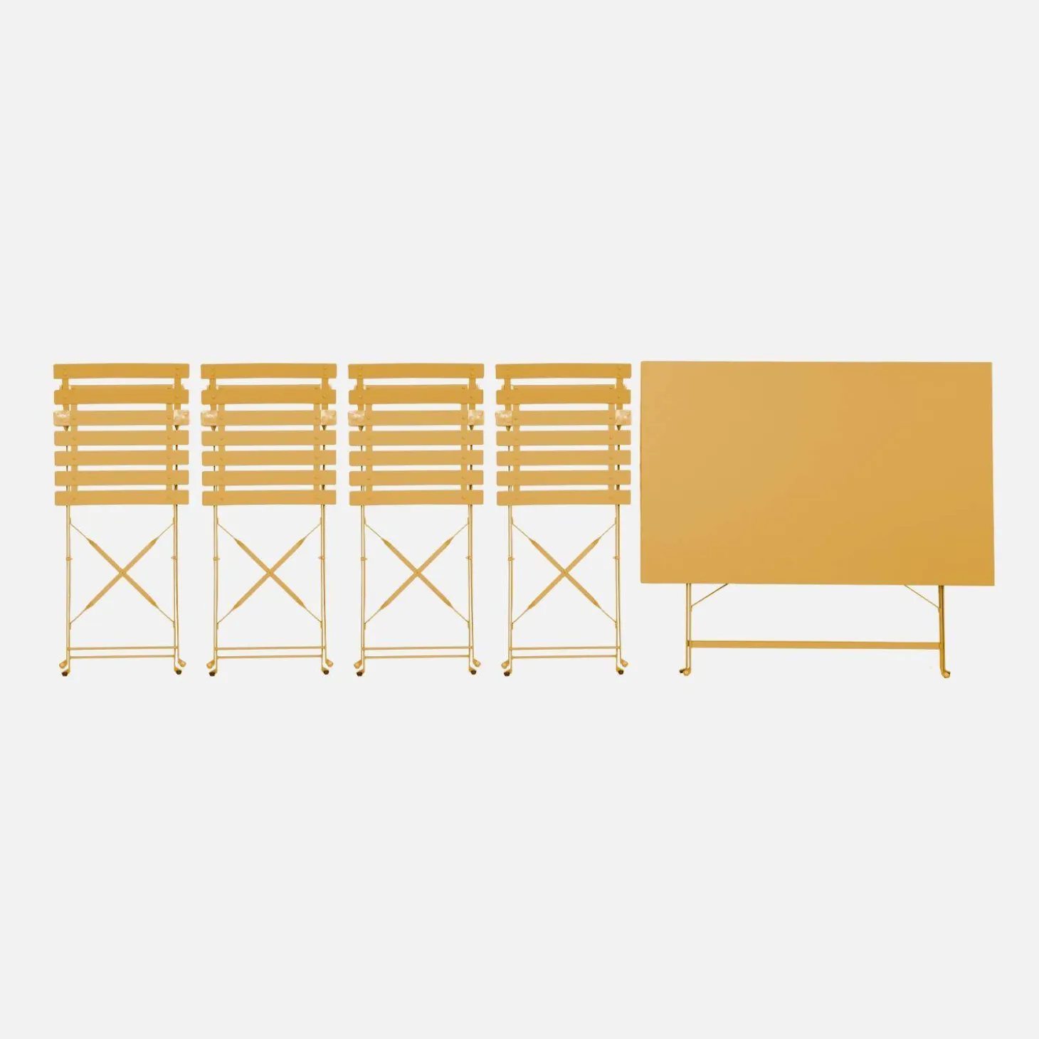 Conjunto de jardim com mesa bistrô dobrável de 110cm em aço com 4 cadeiras