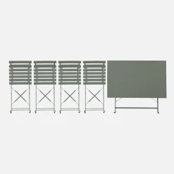 Conjunto de jardim com mesa bistrô dobrável de 110cm em aço com 4 cadeiras