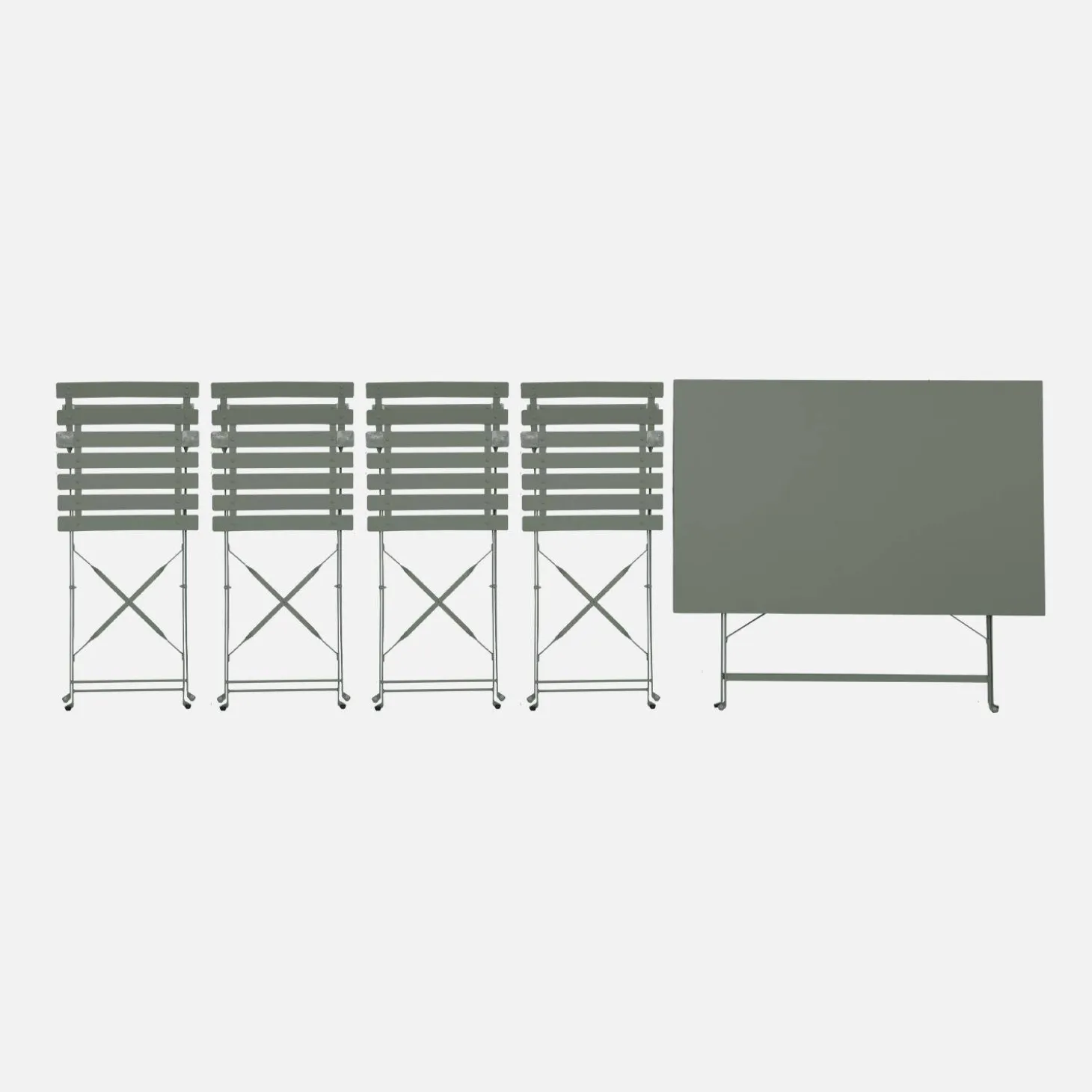 Conjunto de jardim com mesa bistrô dobrável de 110cm em aço com 4 cadeiras