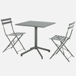 Conjunto de jardim com mesa bistrô dobrável em metal com 2 cadeiras