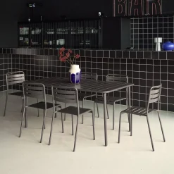 Conjunto de jardim com mesa bistrô de 160cm em aço com 6 cadeiras