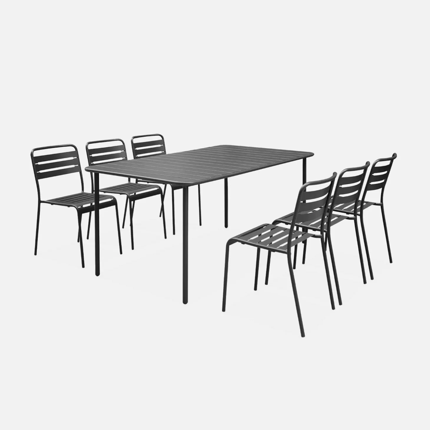 Conjunto de jardim com mesa bistrô de 160cm em aço com 6 cadeiras