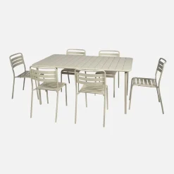 Conjunto de jardim com mesa bistrô de 160cm em aço com 6 cadeiras