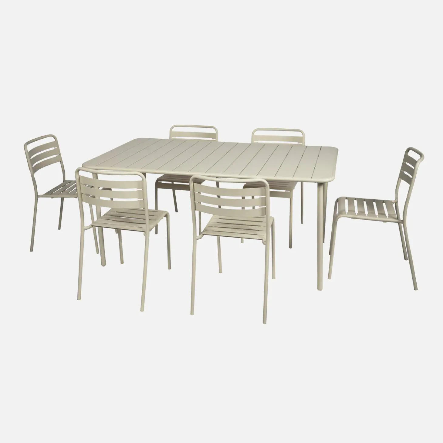 Conjunto de jardim com mesa bistrô de 160cm em aço com 6 cadeiras