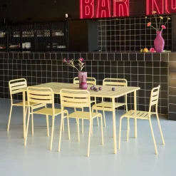 Conjunto de jardim com mesa bistrô de 160cm em aço com 6 cadeiras