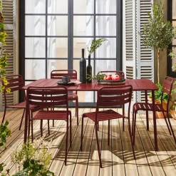 Conjunto de jardim com mesa bistrô de 160cm em aço com 6 cadeiras