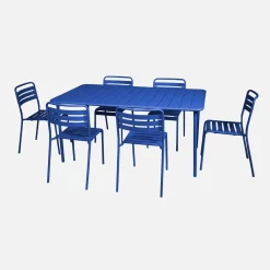 Conjunto de jardim com mesa bistrô de 160cm em aço com 6 cadeiras