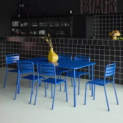 Conjunto de jardim com mesa bistrô de 160cm em aço com 6 cadeiras