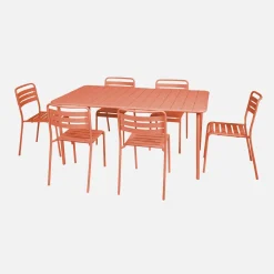 Conjunto de jardim com mesa bistrô de 160cm em aço com 6 cadeiras