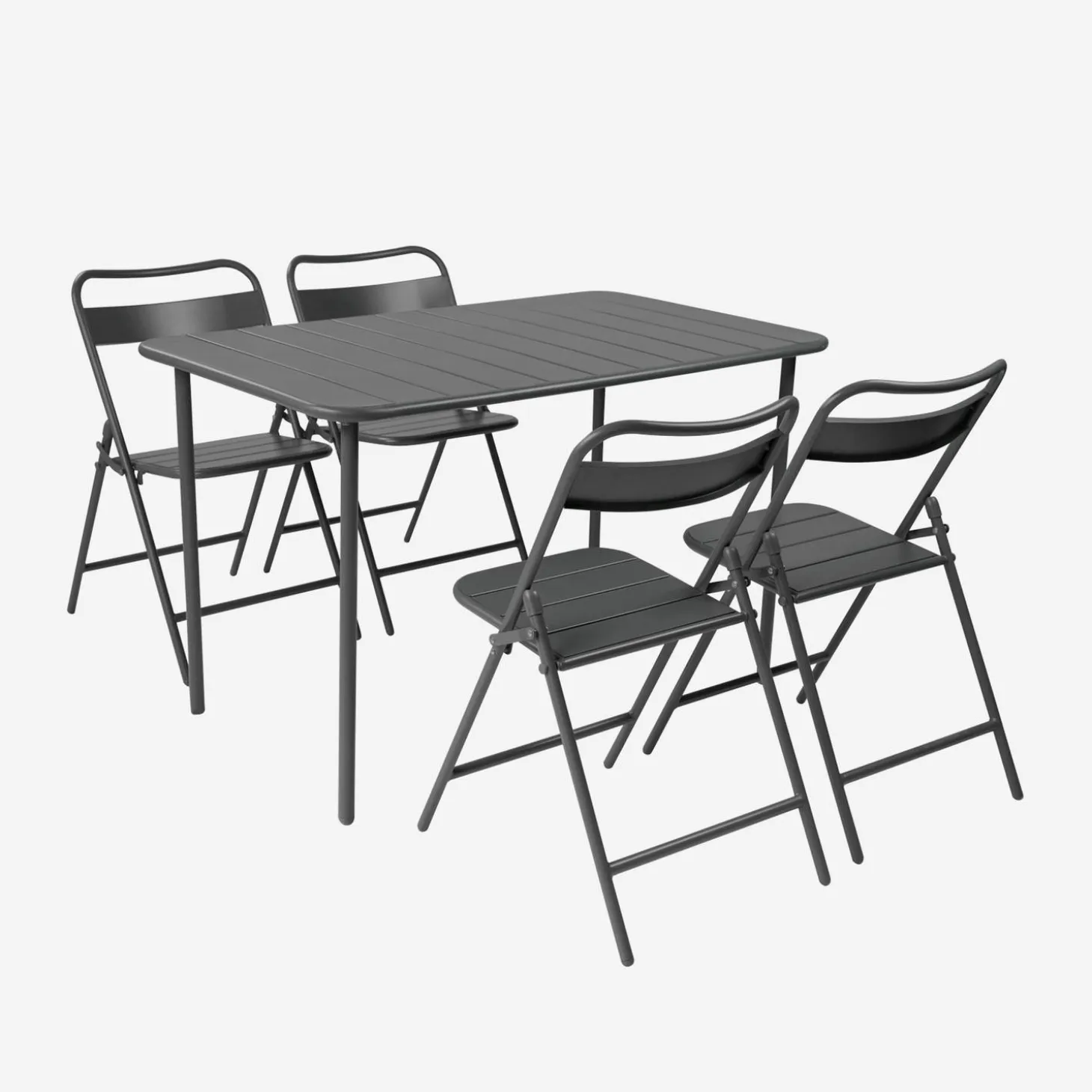 Conjunto de jardim com mesa bistrô de 120cm em aço com 4 cadeiras dobráveis