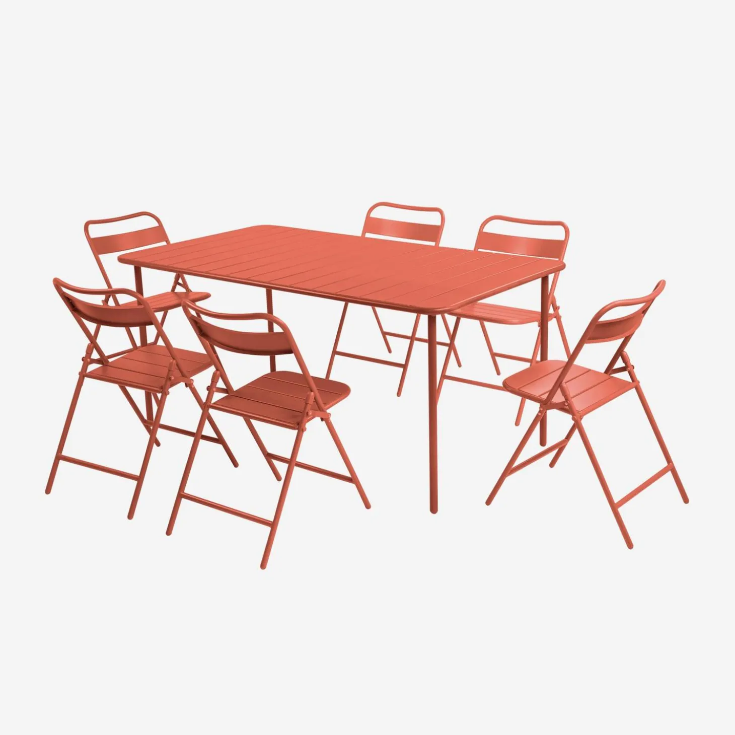 Conjunto de jardim com mesa bistrô dobrável de 160cm em aço com 6 cadeiras