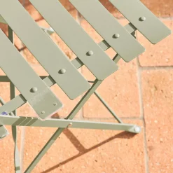 Conjunto de jardim com mesa bistrô dobrável em aço com 2 cadeiras, ø60cm
