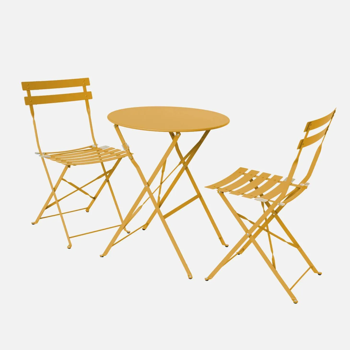 Conjunto de jardim com mesa bistrô dobrável em aço com 2 cadeiras, ø60cm