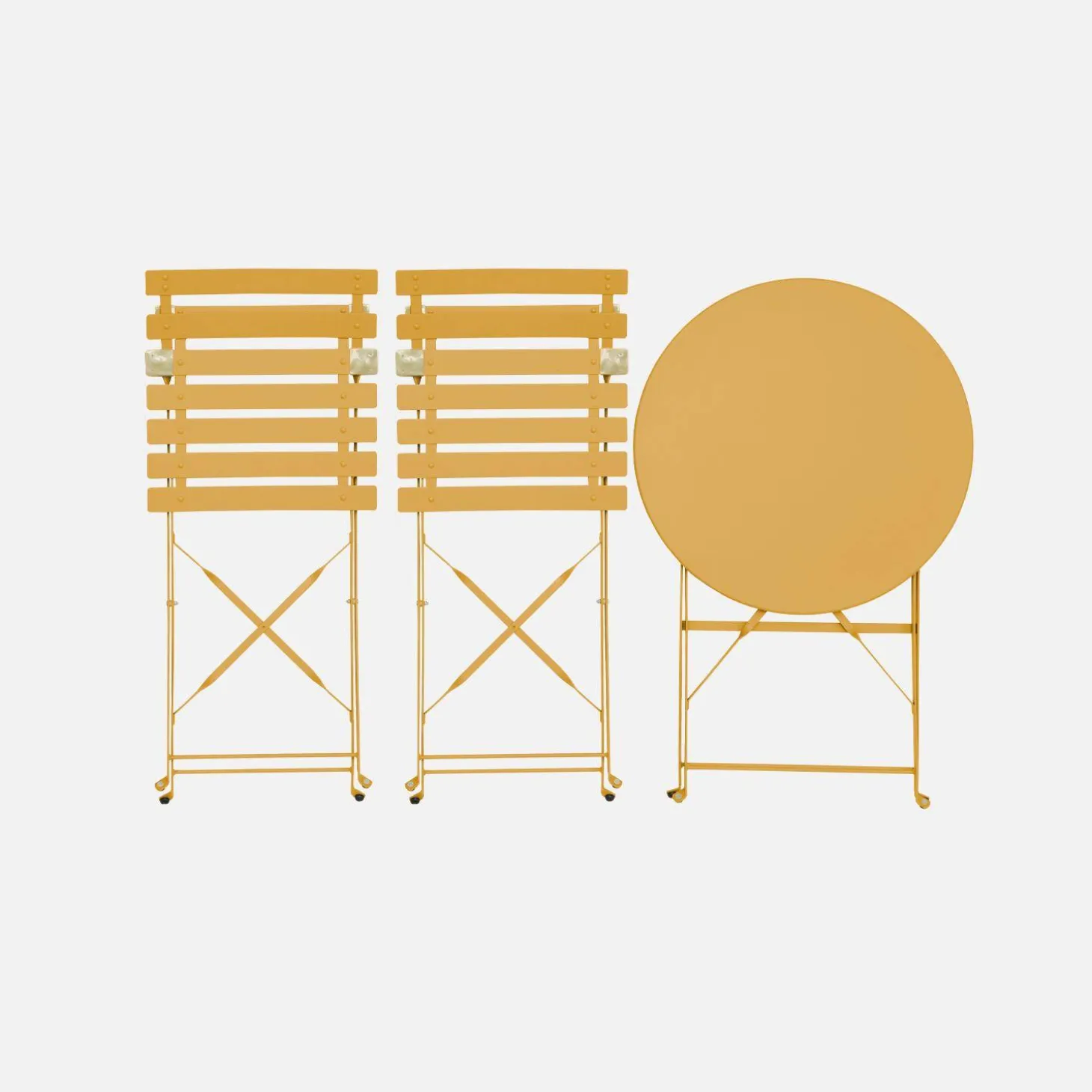 Conjunto de jardim com mesa bistrô dobrável em aço com 2 cadeiras, ø60cm