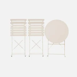 Conjunto de jardim com mesa bistrô dobrável em aço com 2 cadeiras, ø60cm
