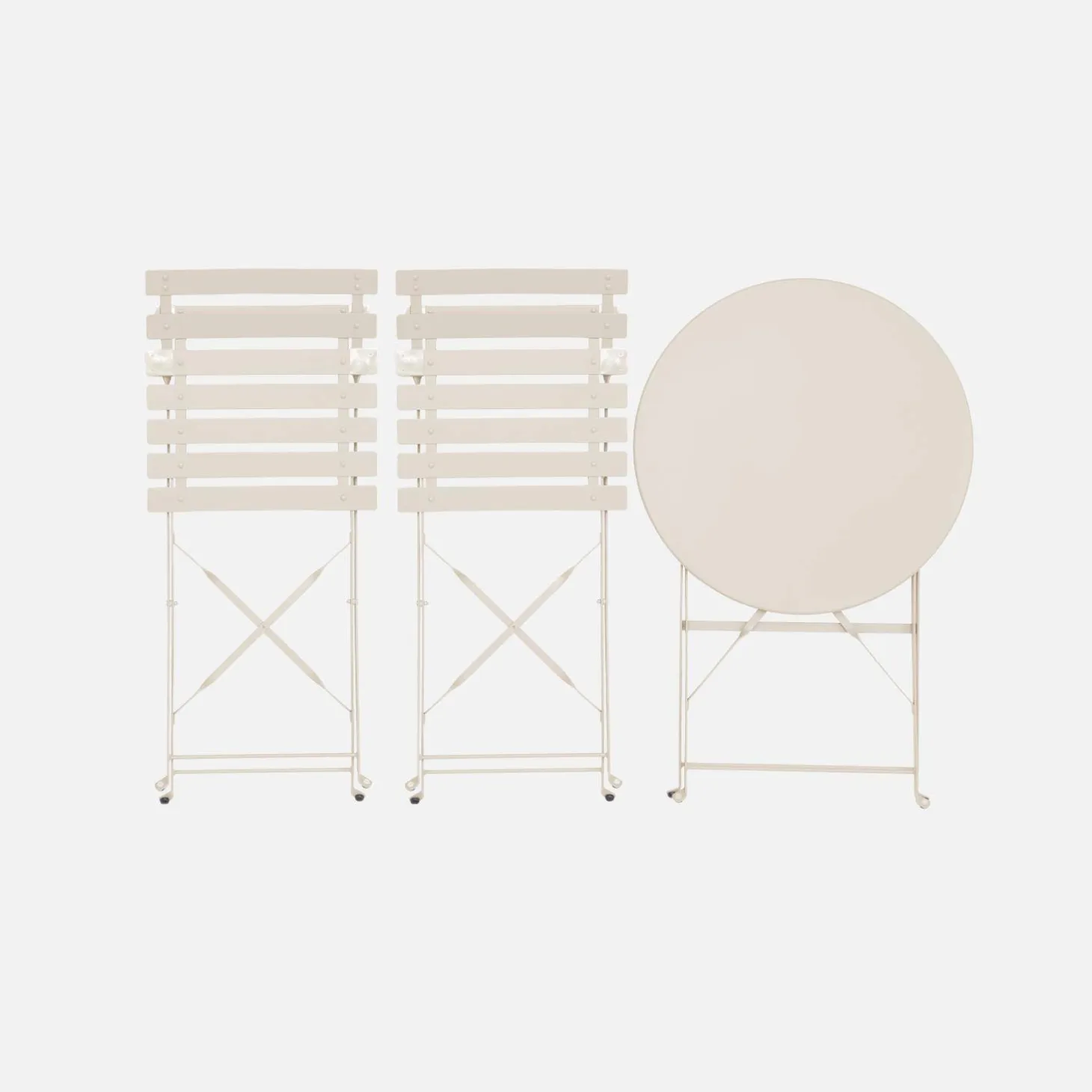 Conjunto de jardim com mesa bistrô dobrável em aço com 2 cadeiras, ø60cm