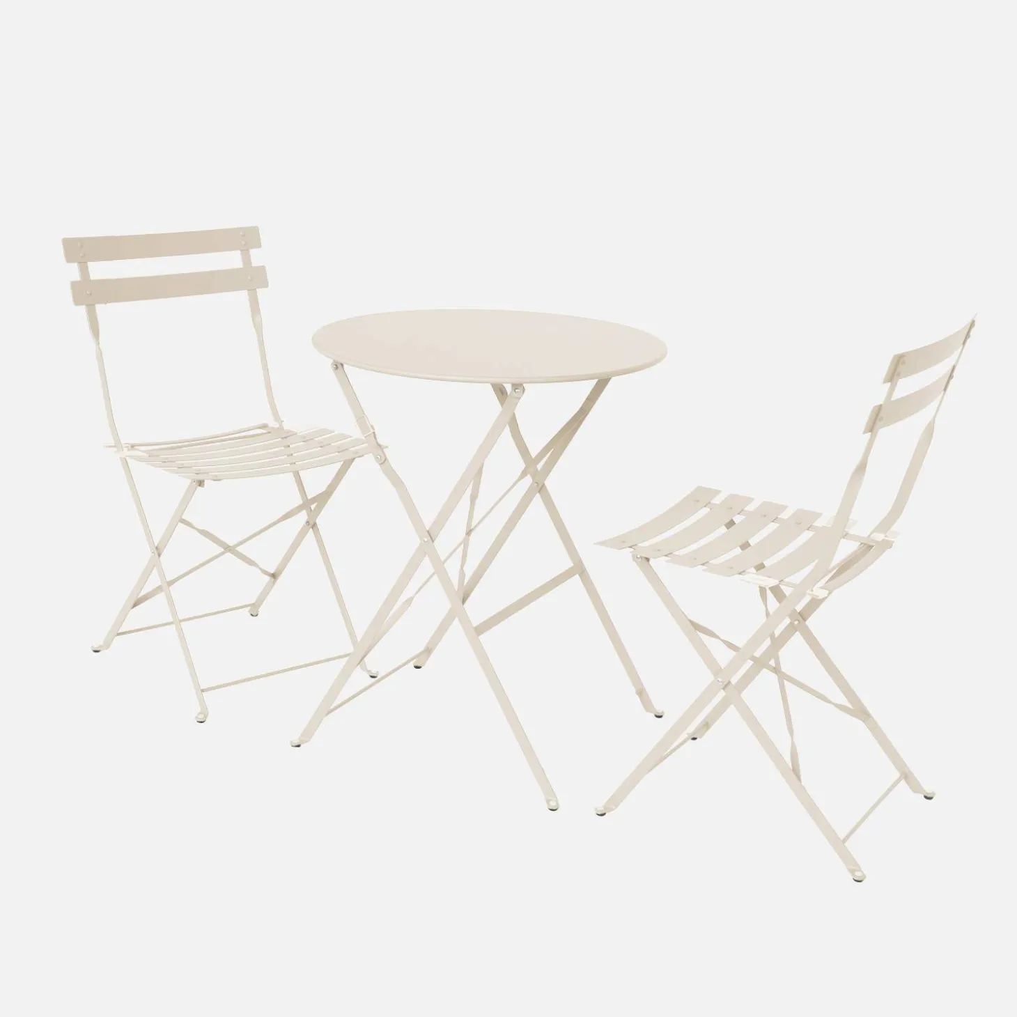 Conjunto de jardim com mesa bistrô dobrável em aço com 2 cadeiras, ø60cm