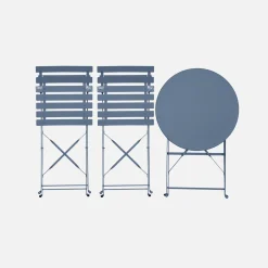 Conjunto de jardim com mesa bistrô dobrável em aço com 2 cadeiras, ø60cm