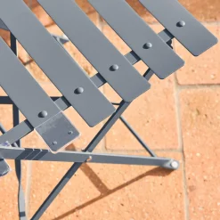 Conjunto de jardim com mesa bistrô dobrável em aço com 2 cadeiras, ø60cm