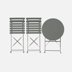 Conjunto de jardim com mesa bistrô dobrável em aço com 2 cadeiras, ø60cm