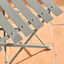Conjunto de jardim com mesa bistrô dobrável em aço com 2 cadeiras, ø60cm