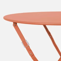 Conjunto de jardim com mesa bistrô dobrável em aço com 2 cadeiras, ø60cm