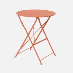 Conjunto de jardim com mesa bistrô dobrável em aço com 2 cadeiras, ø60cm