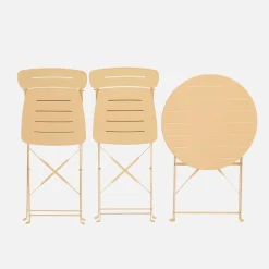 Conjunto de jardim com mesa bistrô dobrável redonda de aço com 2 cadeiras- Balconea