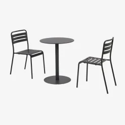 Conjunto de jardim com mesa bistrô redonda de aço com 2 cadeiras
