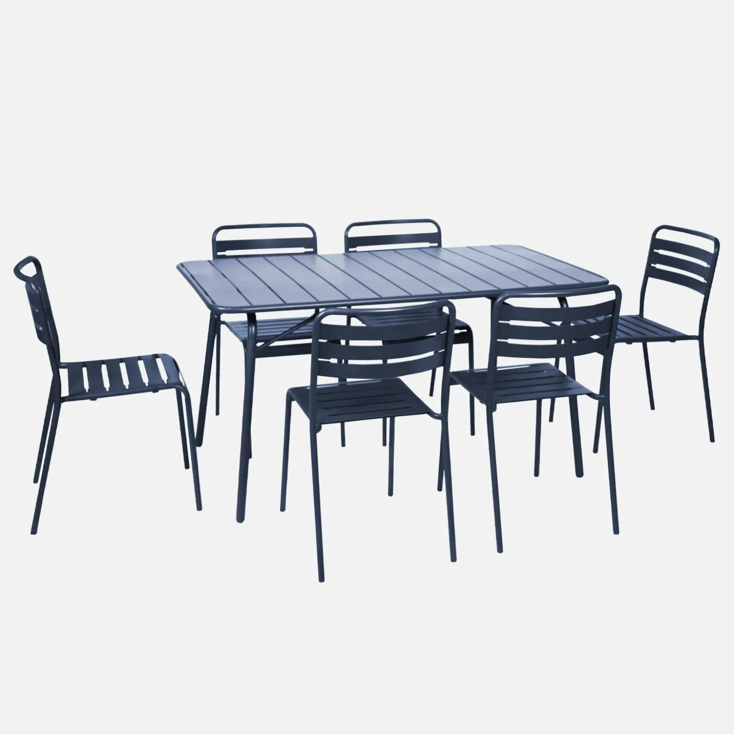 Conjunto de jardim com mesa bistrô dobrável em aço com 6 cadeiras, 140cm
