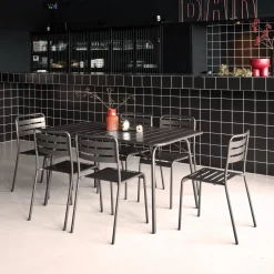Conjunto de jardim com mesa bistrô dobrável em aço com 6 cadeiras, 140cm