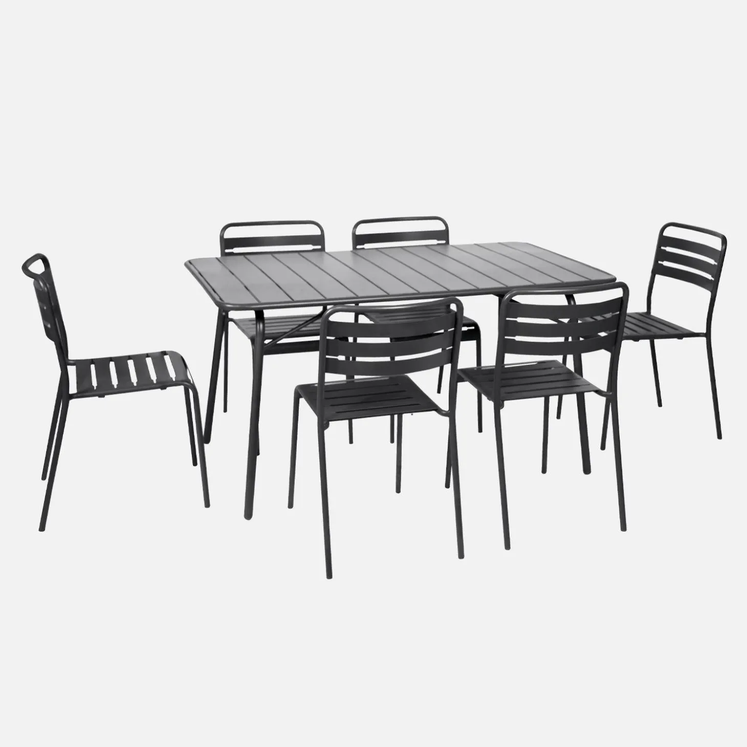 Conjunto de jardim com mesa bistrô dobrável em aço com 6 cadeiras, 140cm