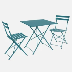 Conjunto de jardim com mesa bistrô dobrável em aço com 2 cadeiras, 70cm