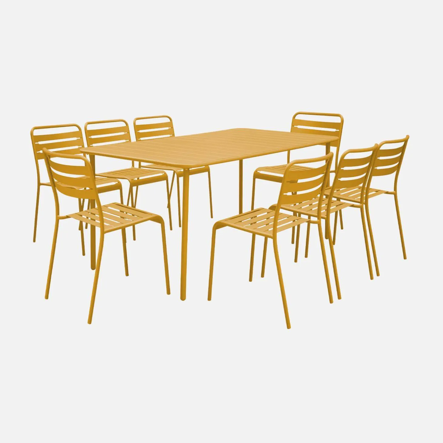 Conjunto de jardim com mesa bistrô de 160cm em aço com 8 cadeiras