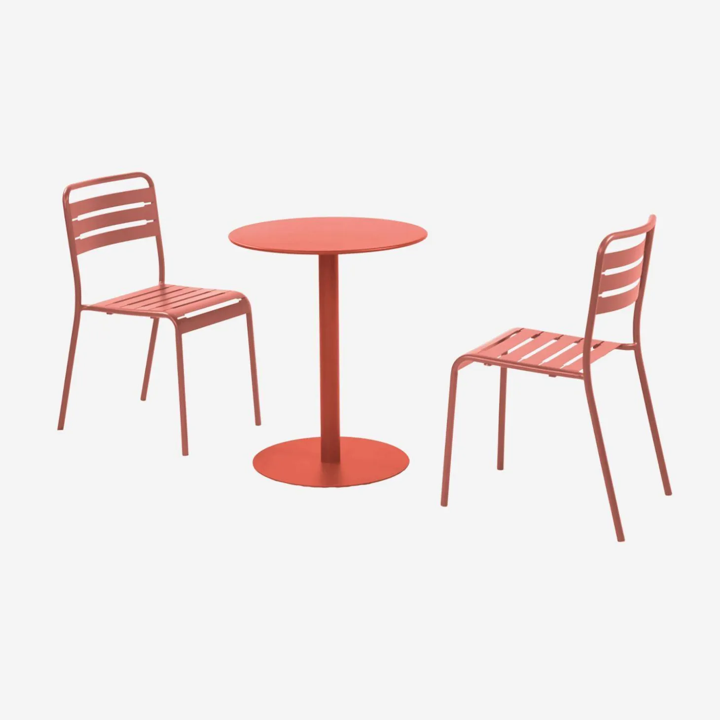 Conjunto de jardim com mesa bistrô redonda de aço com 2 cadeiras