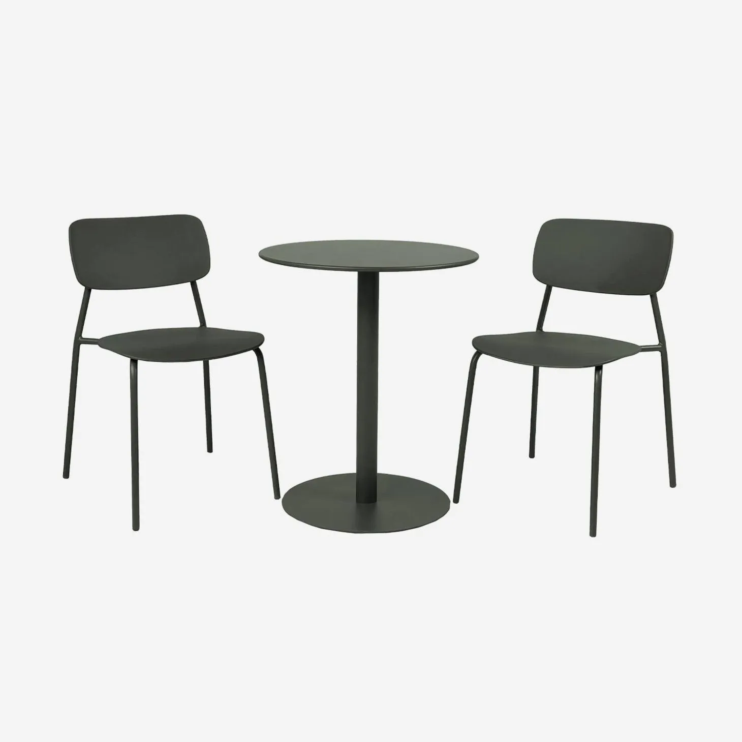 Conjunto de jardim com mesa bistrô redonda de aço com 2 cadeiras