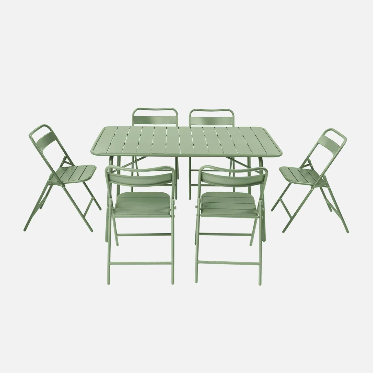 Conjunto de jardim com mesa bistrô em aço com 6 cadeiras dobráveis, 140cm