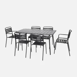 Conjunto de jardim com mesa bistrô dobrável em aço com 6 cadeiras, 140cm