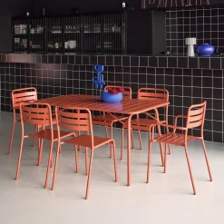 Conjunto de jardim com mesa bistrô dobrável em aço com 6 cadeiras, 140cm
