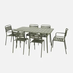 Conjunto de jardim com mesa bistrô dobrável em aço com 6 cadeiras, 140cm