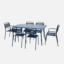 Conjunto de jardim com mesa bistrô dobrável em aço com 6 cadeiras, 140cm