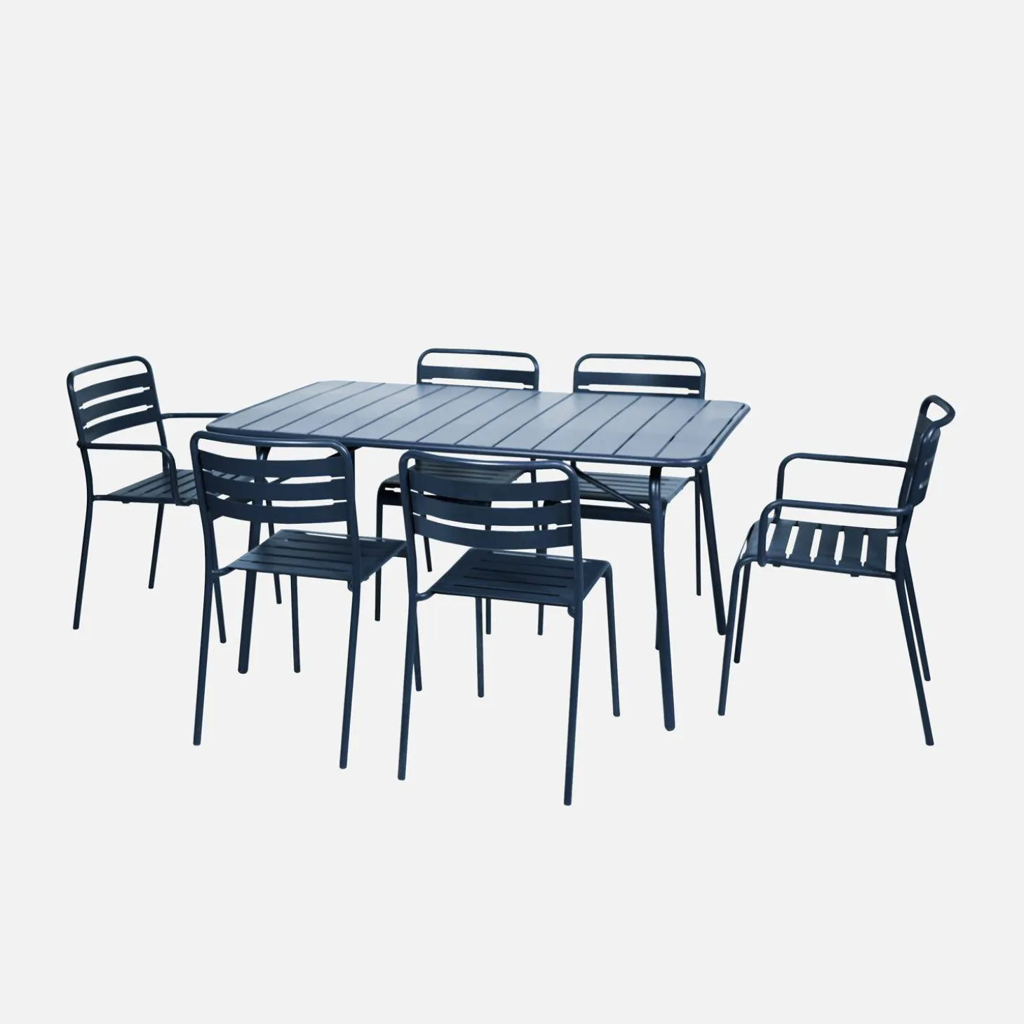 Conjunto de jardim com mesa bistrô dobrável em aço com 6 cadeiras, 140cm