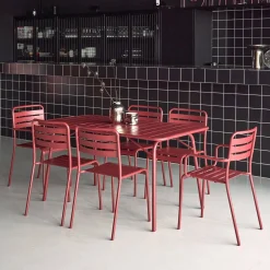 Conjunto de jardim com mesa bistrô dobrável em aço com 6 cadeiras, 140cm