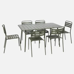Conjunto de jardim com mesa bistrô dobrável em aço com 6 cadeiras, 140cm